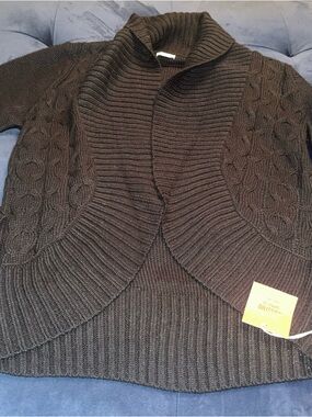 Mossimo Supply Women's Black Long Sleeve Knit Cardigan Open Front Sz Large L